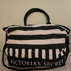 Victoria's Secret Black and White Striped Women's Bag